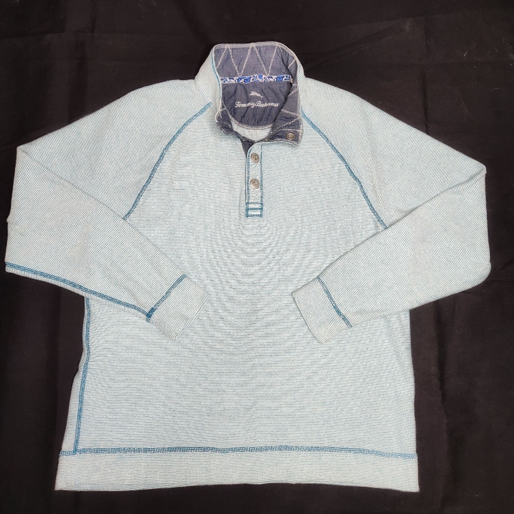 Tommy Bahama 1/4 Button Down Neck Pullover Mens Large